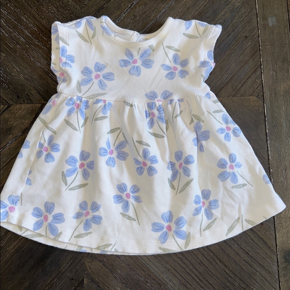 Floral Kids Dress in Blue and White